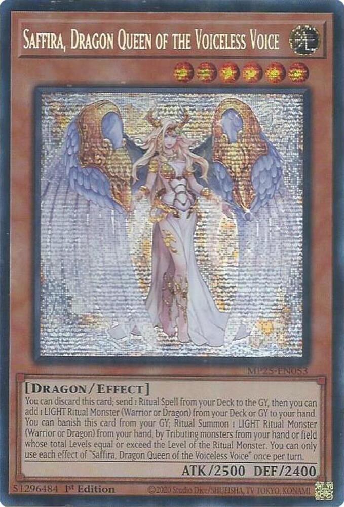 Saffira, Dragon Queen of the Voiceless Voice 1st Edition MP25 (Prismatic Secret Rare) EU English