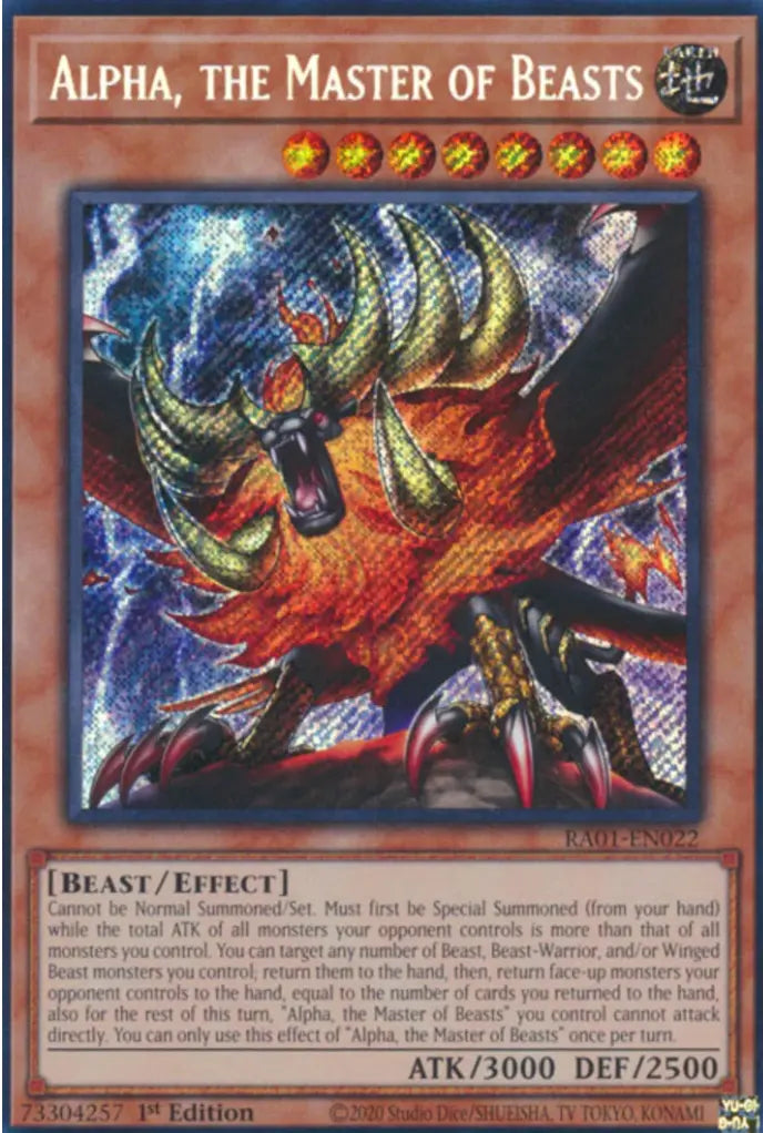 Alpha, the Master of Beasts 1st Edition RA01 Secret Rare US Print