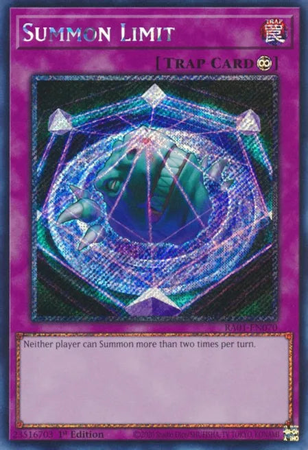 platinum secret rare yugioh cards Summon Limit RA01 Platinum Secret Rare US Print – Evolution TCG