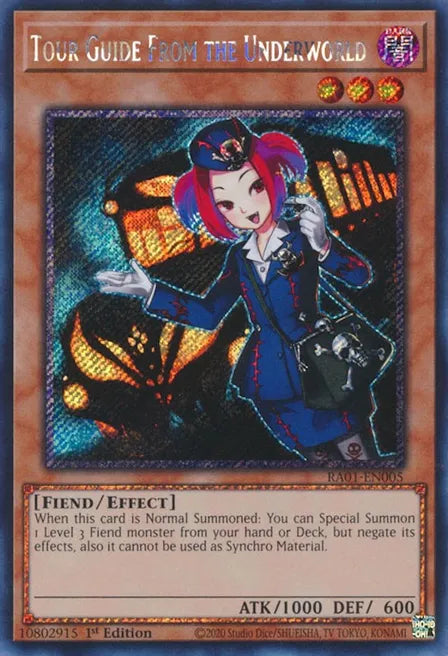 where are yugioh cards printed Tour Guide From the Underworld RA01 Platinum Secret Rare US Print – Evolution TCG