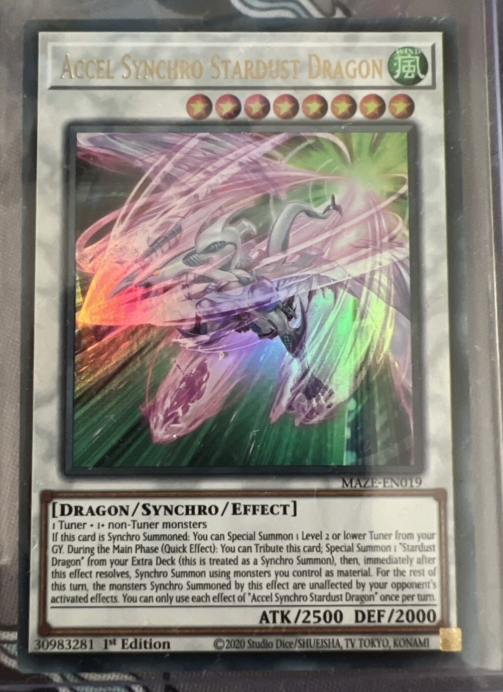 Accel Synchro Stardust Dragon 1st Edition EU English Ultra Rare (MAZE) Evolution TCG Accel Synchro Stardust Dragon 1st Edition EU English Ultra Rare (MAZE) Evolution TCG
