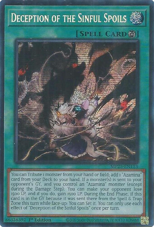 Deception of the Sinful Spoils 1st Edition MP25 (Prismatic Secret Rare) EU English