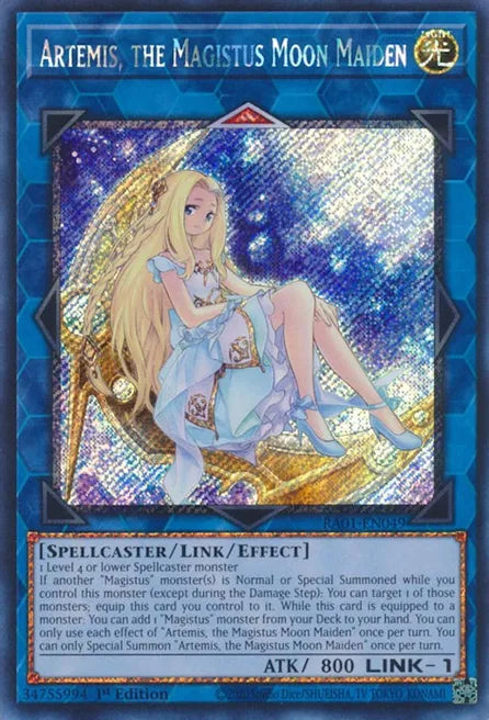 Artemis, the Magistus Moon Maiden RA01 Platinum Secret Rare US Print