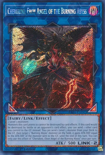 Cherubini, Ebon Angel of the Burning Abyss RA01 Platinum Secret Rare US Print