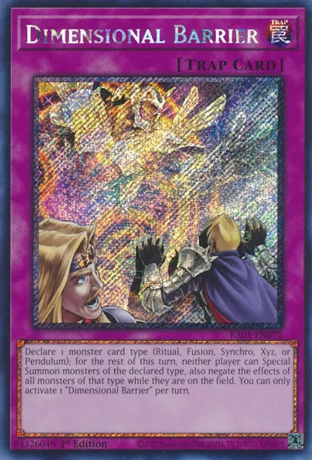 Dimensional Barrier RA01 Platinum Secret Rare US Print