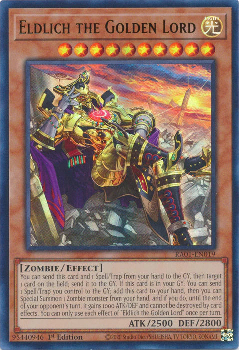 Eldlich the Golden Lord Alternate Art 1st Edition RA01 Ultra Rare US Print