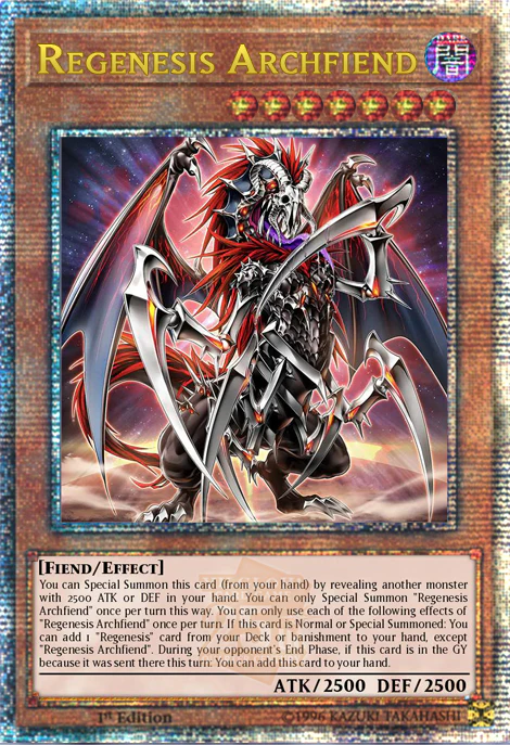Regenesis Archfiend 1st Edition ALIN (Quarter Century Secret Rare) EU English