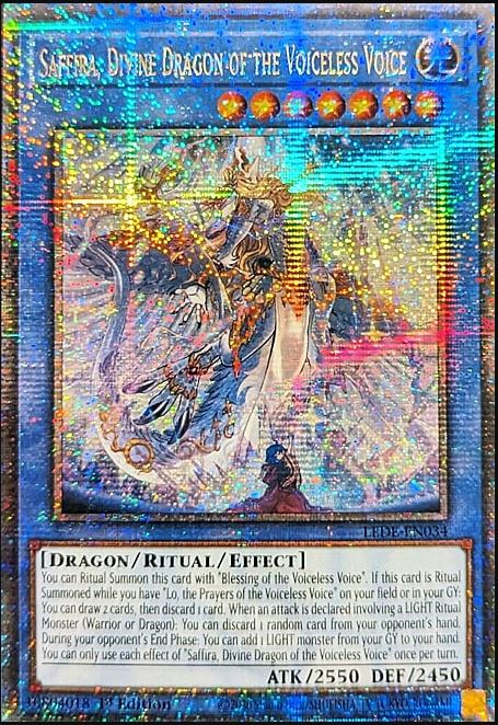 Saffira, Divine Dragon of the Voiceless Voice LEDE Quarter Century Secret Rare EU English